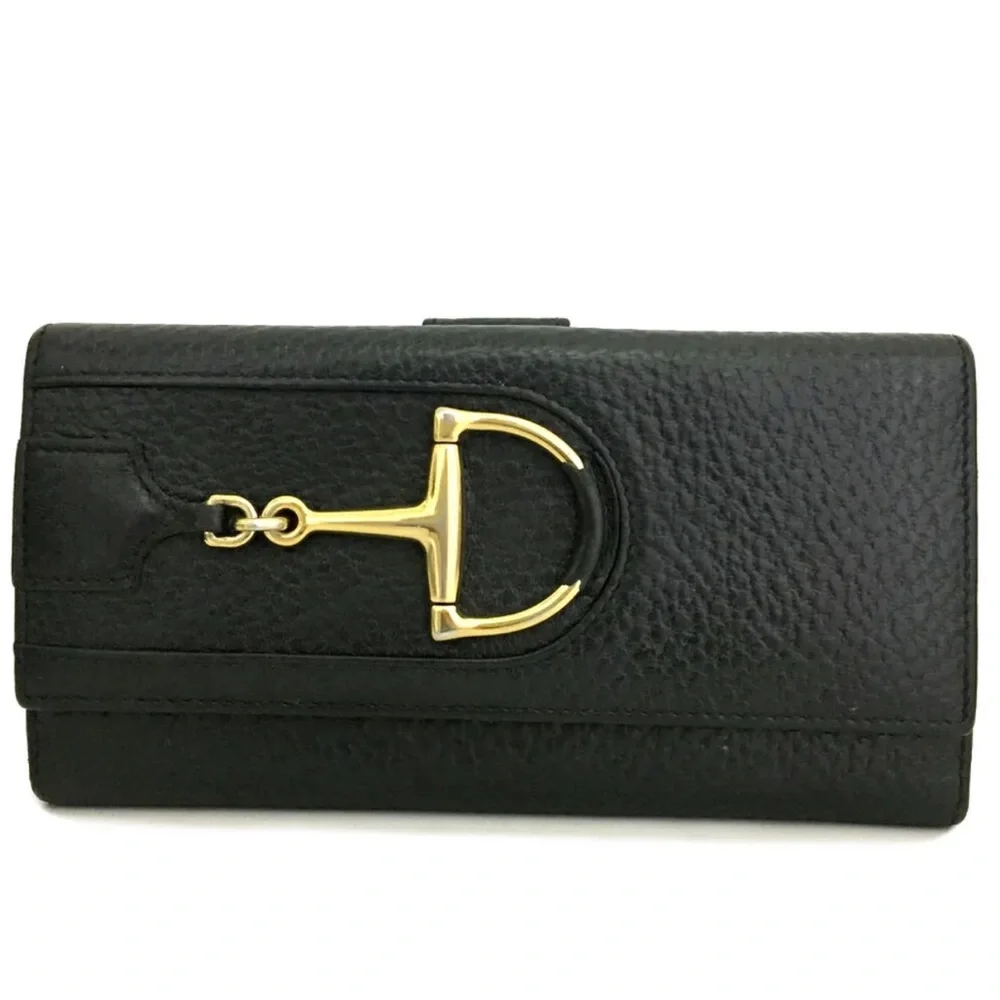 GUCCI: Black, Horsebit Long Wallet 1110